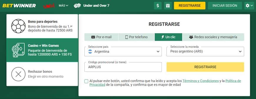 Código promocional Betwinner-Registro