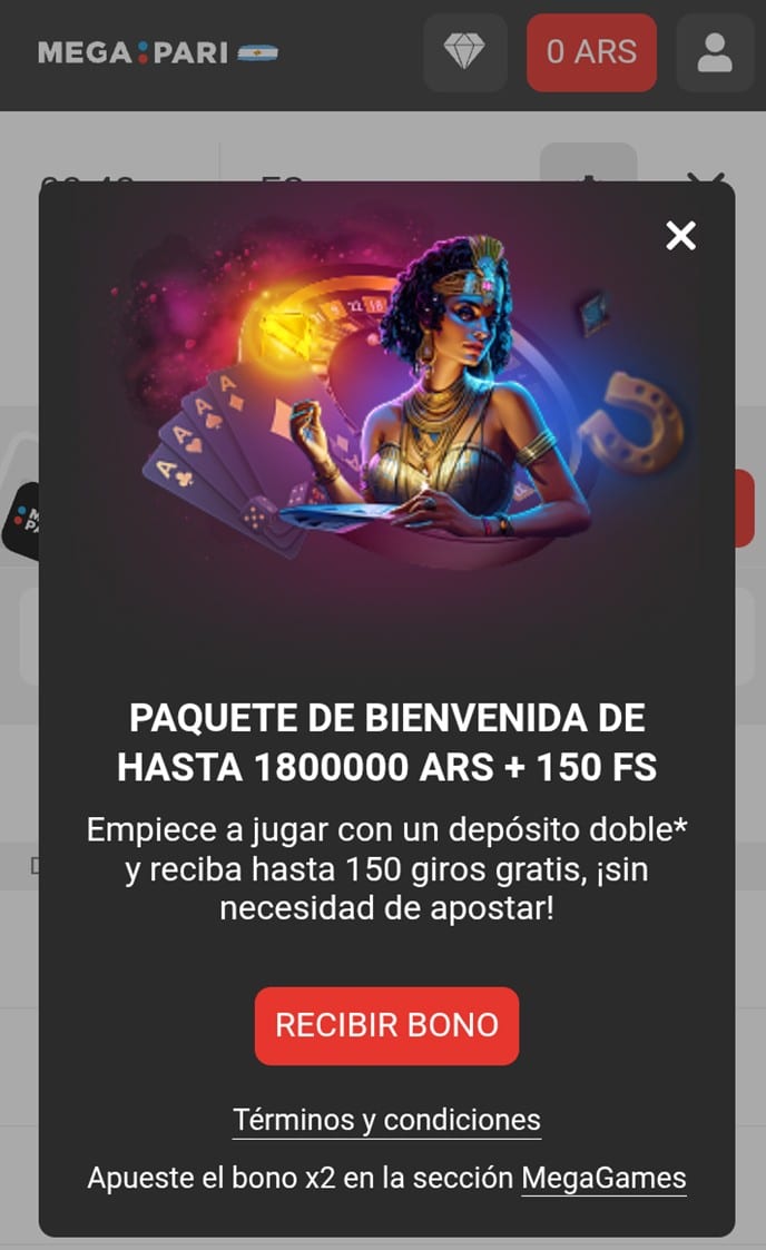 Código promocional Megapari-Bono de bienvenida-Casino